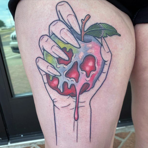 Georgeous Poison Apple Tattoo On Girl