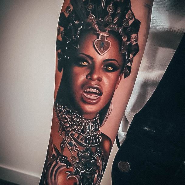 Georgeous Portrait Tattoo On Girl