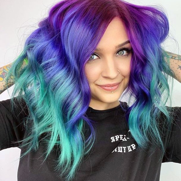 Georgeous Purple Ombre Hairstyles On Girl