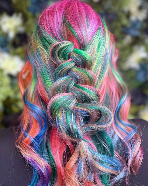 Georgeous Rainbow Hairstyles On Girl