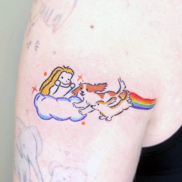 Georgeous Rainbow Tattoo On Girl