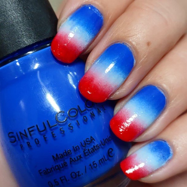 Georgeous Red White And Blue Nail On Girl