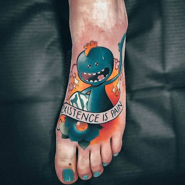 Georgeous Rick And Morty Tattoo On Girl