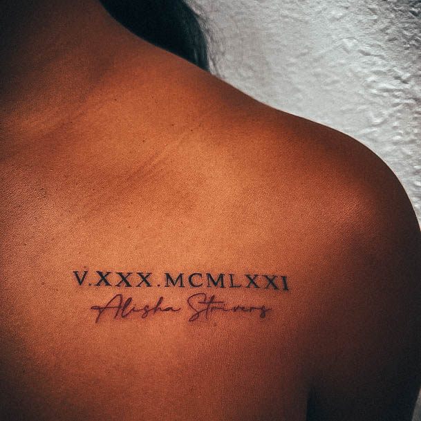 Georgeous Roman Numeral Tattoo On Girl Chest