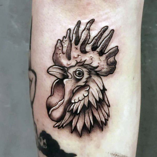 Georgeous Rooster Tattoo On Girl