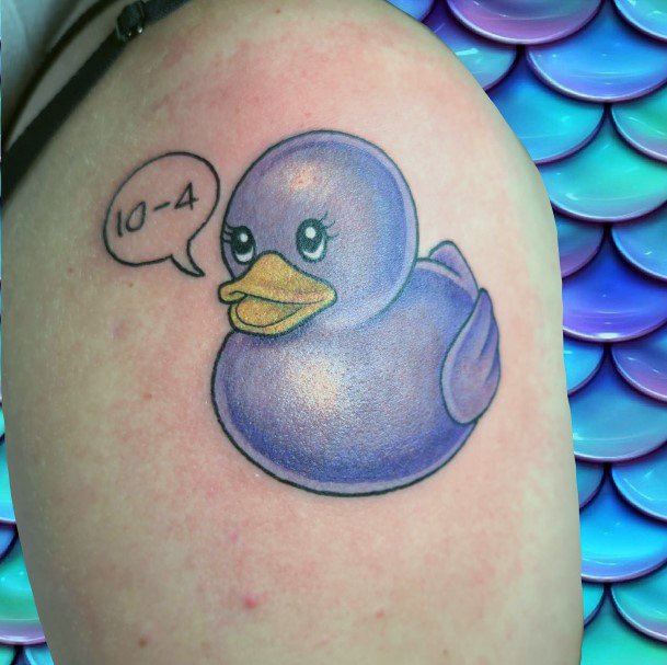 Georgeous Rubber Duck Tattoo On Girl
