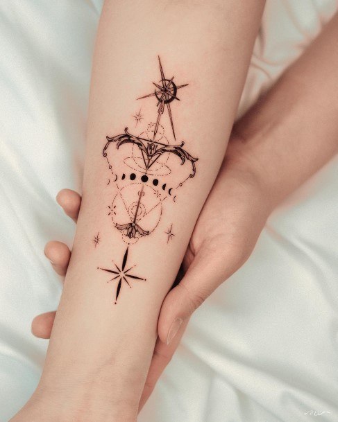 Georgeous Sagittarius Tattoo On Girl