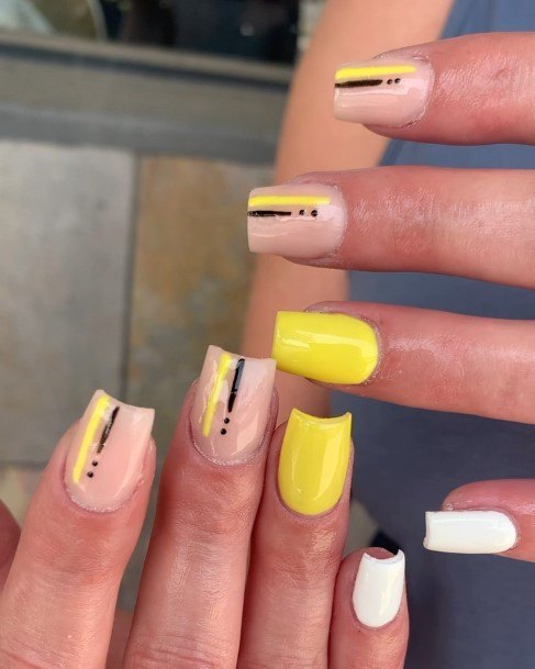 Georgeous Short Yellow Nail On Girl