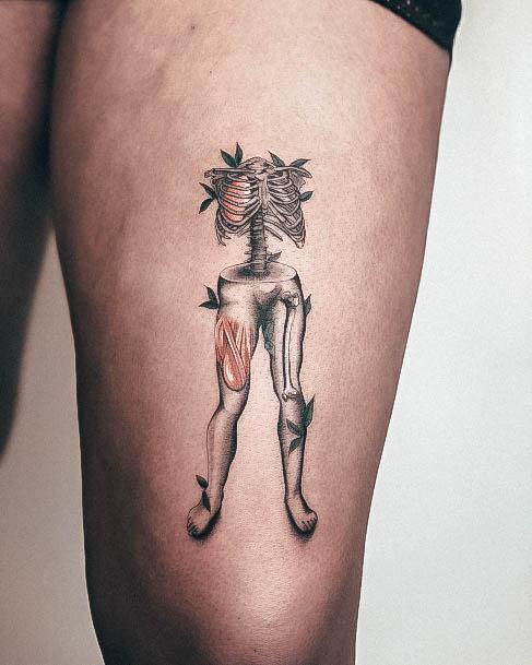 Georgeous Skeleton Tattoo On Girl