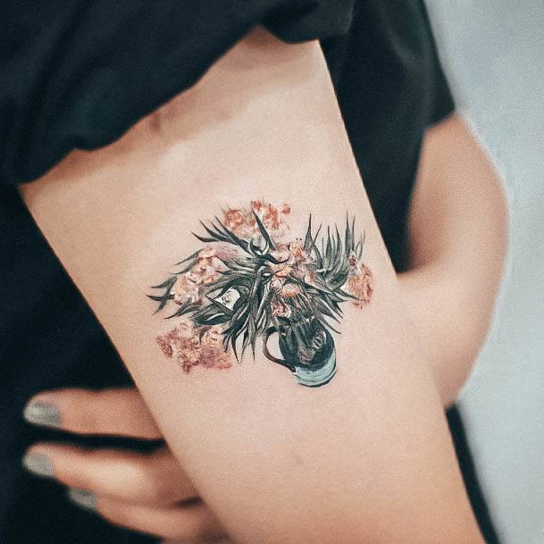 Georgeous Small Flower Tattoo On Girl