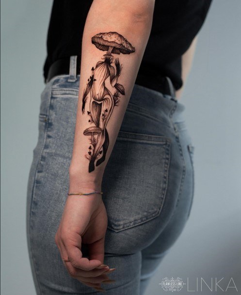 Georgeous Small Mushroom Tattoo On Girl