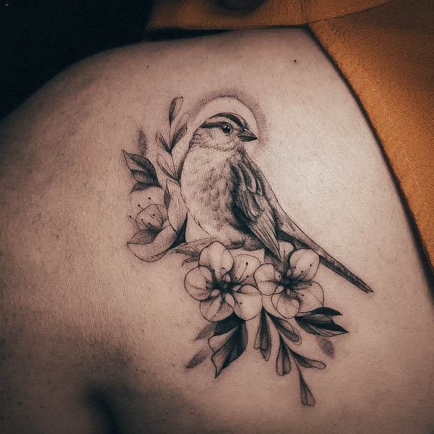 Georgeous Small Sparrow Tattoo On Girl