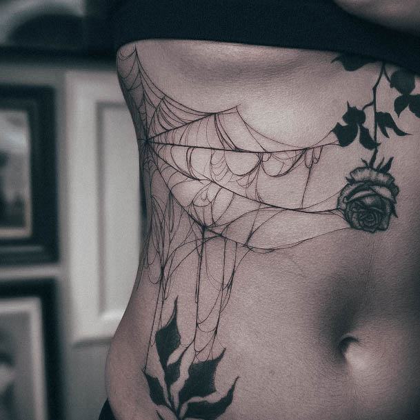 Georgeous Small Spider Web Tattoo On Girl