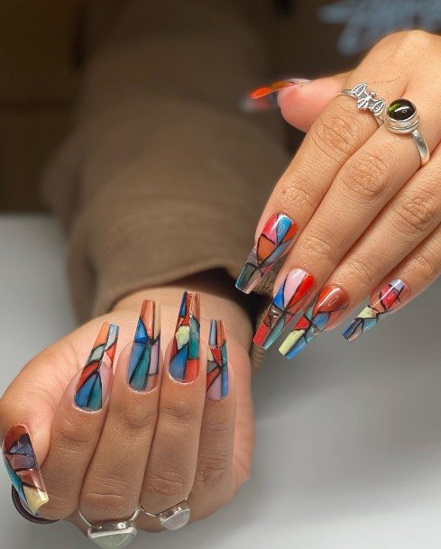 Georgeous Stained Glass Nail On Girl