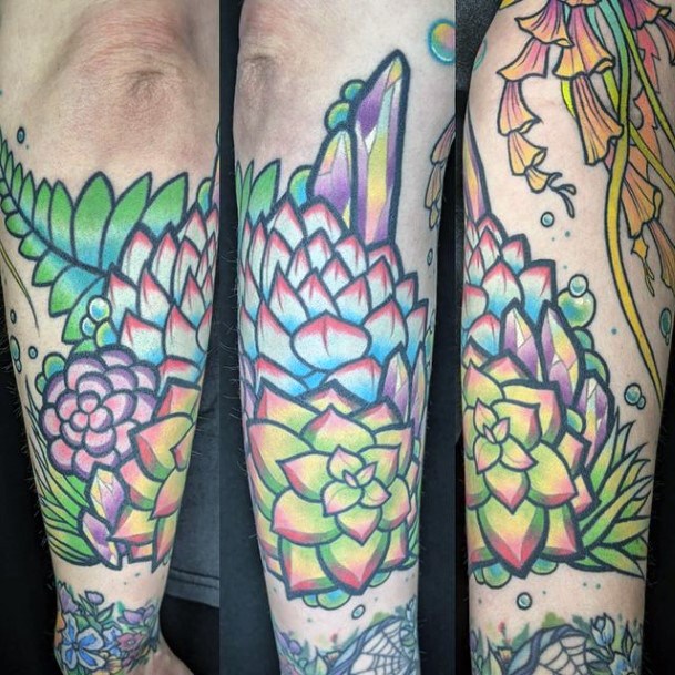 Georgeous Succulent Tattoo On Girl