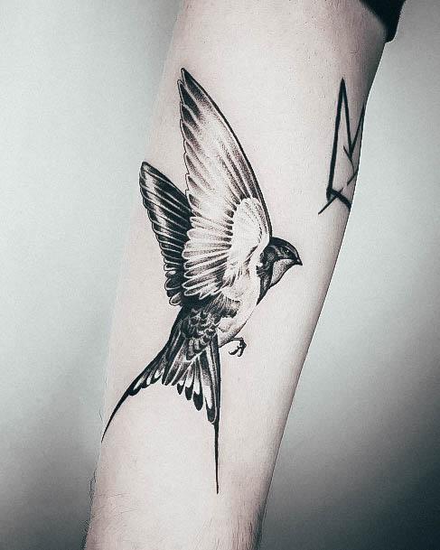 Georgeous Swallow Tattoo On Girl