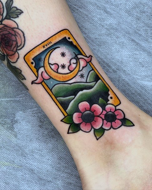 Georgeous Tarot Card Tattoo On Girl