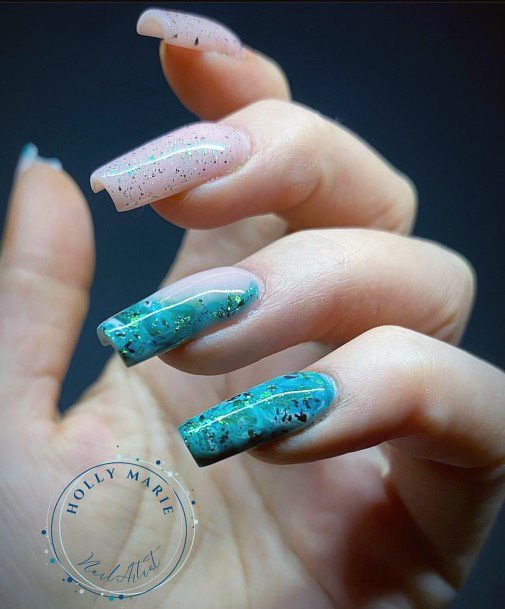 Georgeous Teal Turquoise Dress Nail On Girl