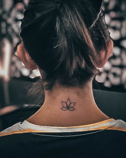 Georgeous Tiny Tattoo On Girl Neck Flower