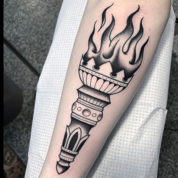 Georgeous Torch Tattoo On Girl