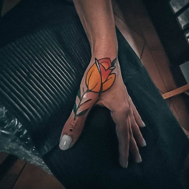 Georgeous Tulip Tattoo On Girl