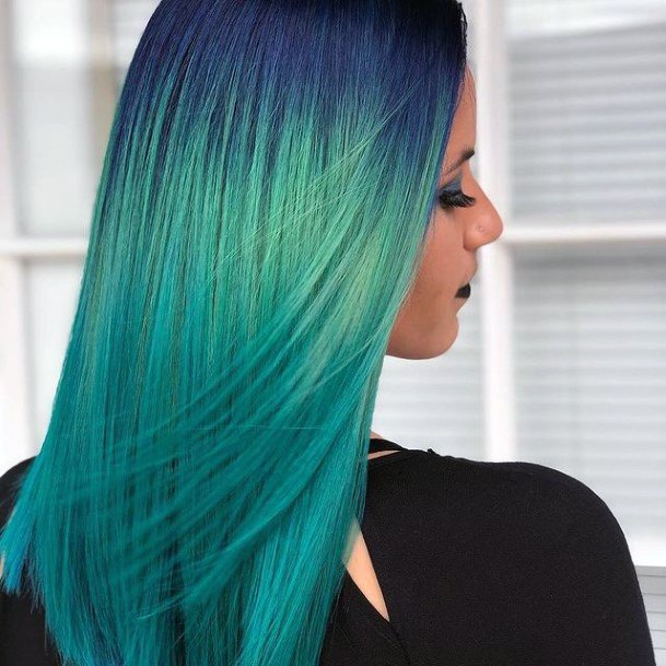 Georgeous Turquoise Ombre Hairstyles On Girl