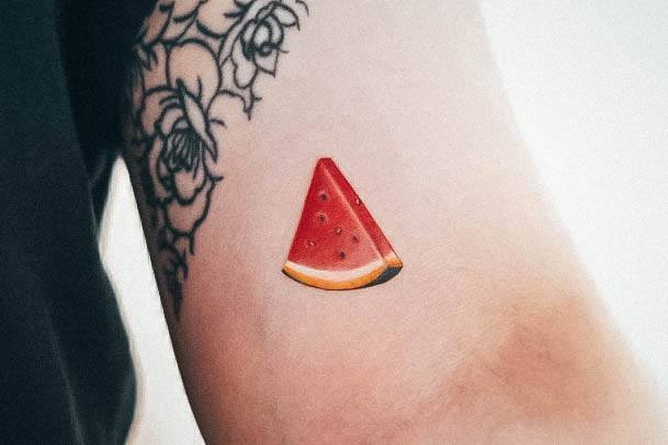 Georgeous Watermelon Tattoo On Girl