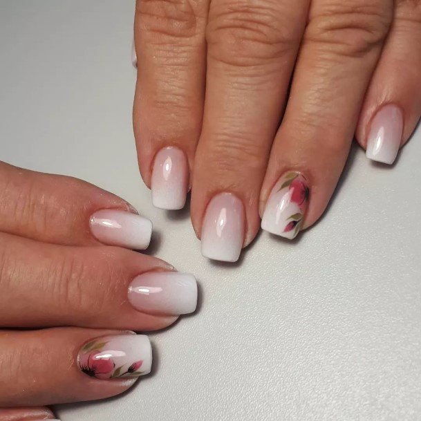 Georgeous White Ombre Nail On Girl