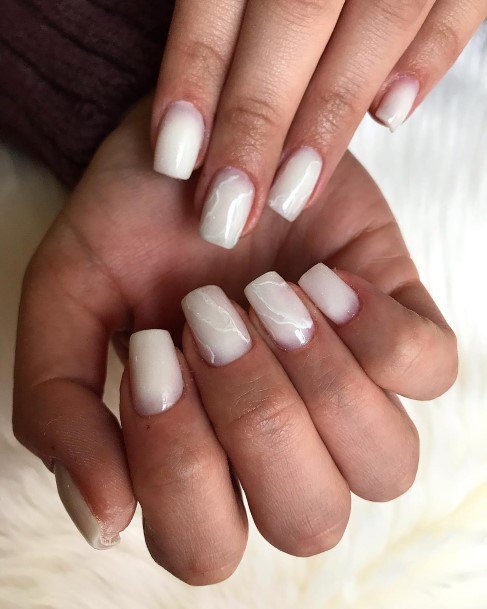 Georgeous White Square Nail On Girl