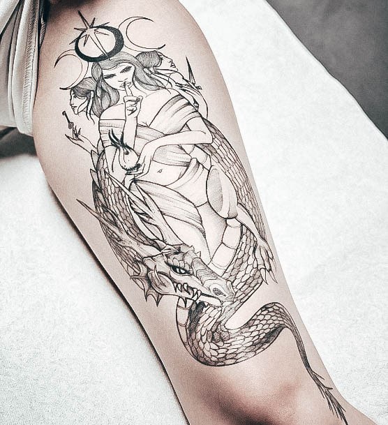 Georgeous Witch Tattoo On Girl