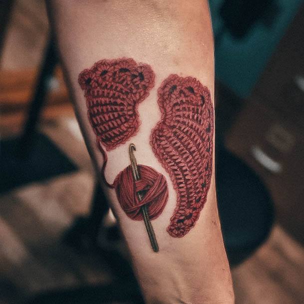 Georgeous Yarn Tattoo On Girl