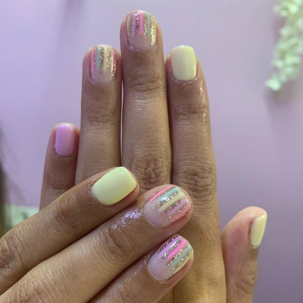 Georgeous Yellow And Pink Nail On Girl