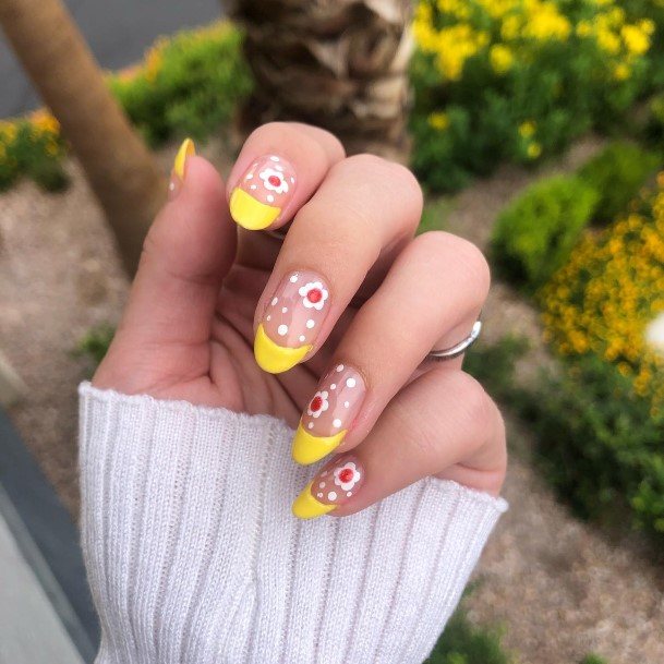 Georgeous Yellow French Tip Nail On Girl