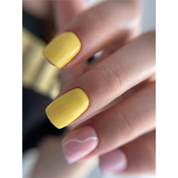 Georgeous Yellow Square Nail On Girl