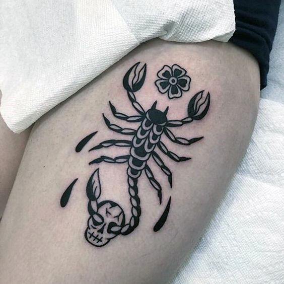 Ghastly Scorpion Tattoo Womens Legs