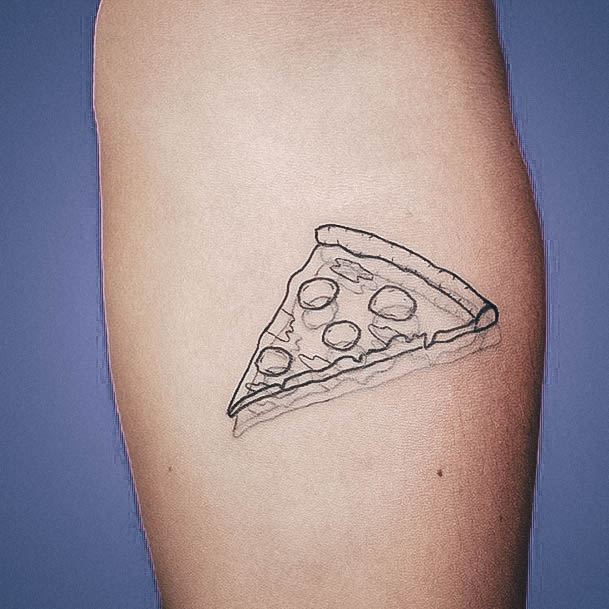 Ghost Sketch Leg Aesthetic Pizza Tattoo On Woman