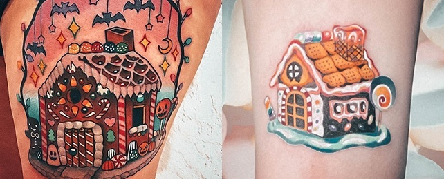 Top 30 Best Gingerbread House Tattoos For Women – Holiday Design Ideas