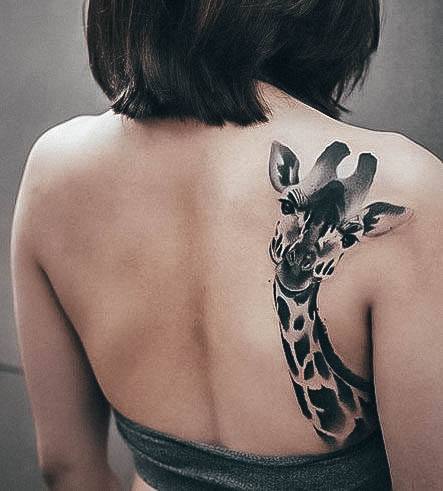 Giraffe Girls Tattoo Ideas Shoulder Back