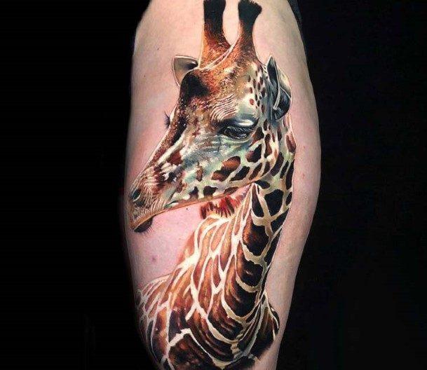 Giraffe Womens Tattoo Ideas Realistic 3d Animal Arm