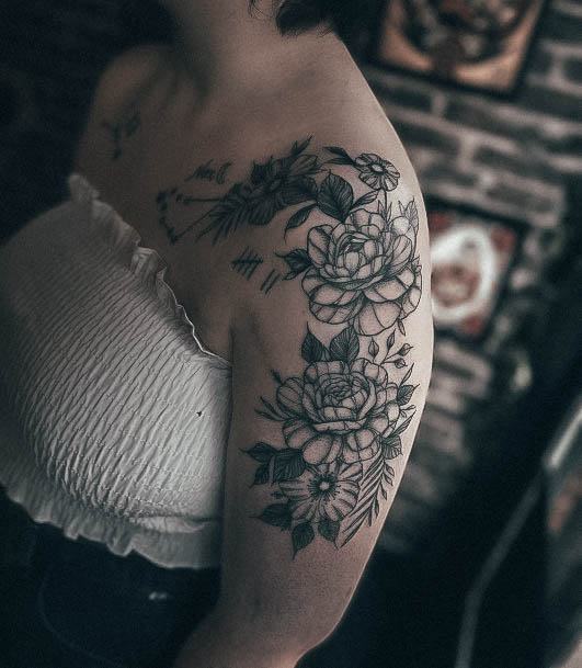 Girl Flower Shoulder Tattoo Styles