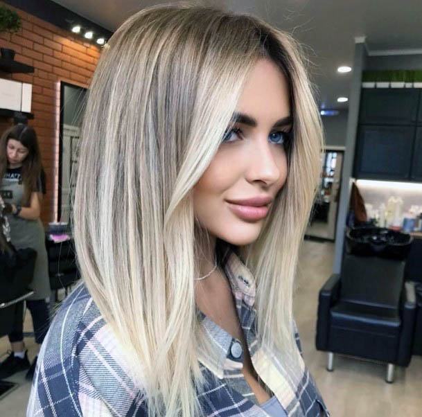 Girl Straight Sandy Blonde Hair Center Part Long Layers