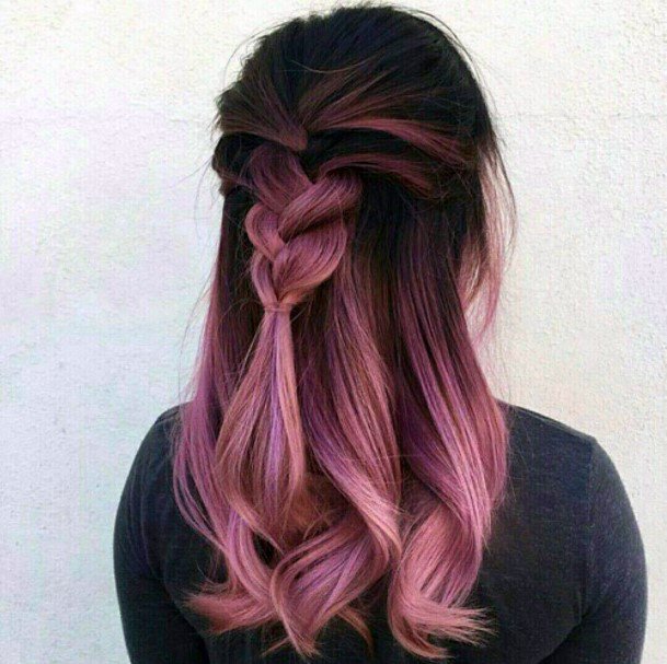 ombre hair dark brown to pink
