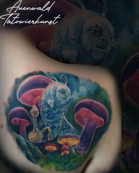 Girl With Darling Alice In Wonderland Tattoo Design