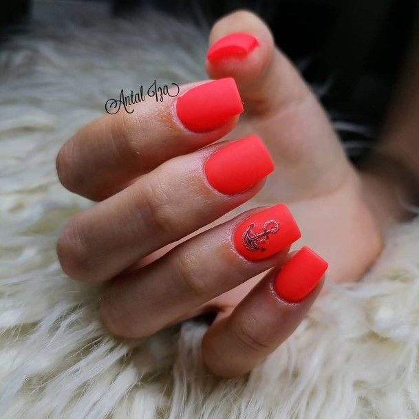 Girl With Darling Anchor Nail Design