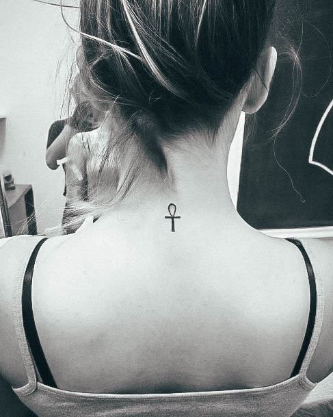 Girl With Darling Ankh Tattoo Design