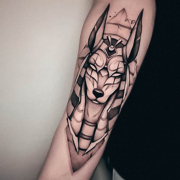 Girl With Darling Anubis Tattoo Design