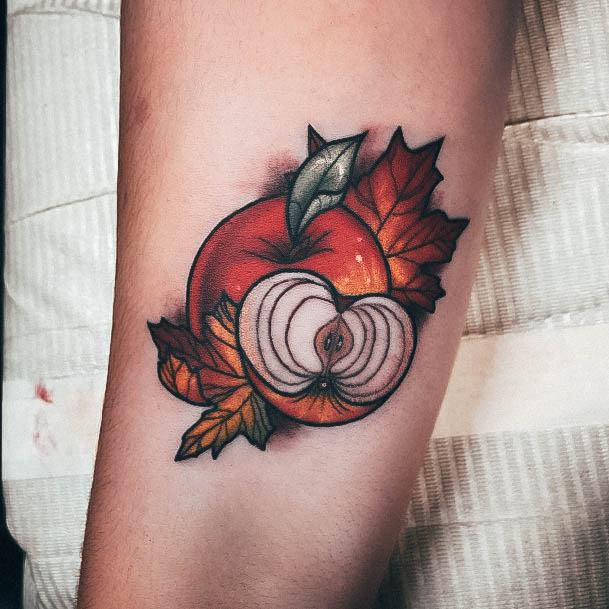 Girl With Darling Apple Tattoo Design