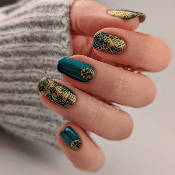 Girl With Darling Art Nouveau Nail Design