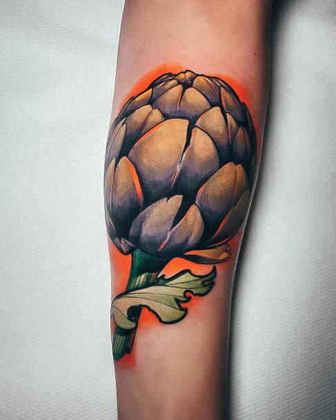 Girl With Darling Artichoke Tattoo Design