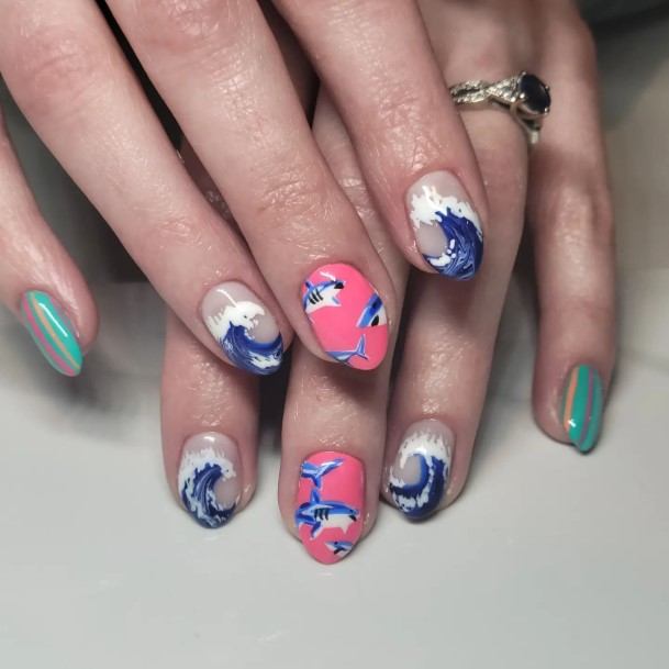 Girl With Darling Beach Nail Design